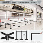 ECOSlGNS 6 Pack Commercial-Grade Stanchions with Retractable Belts - Black Stanchion Posts Set Crowd Control Barriers 10ft Line Dividers with Weighted Rubber Base & Sign Holders for Queue Management