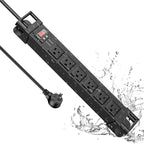 IPX6 Outdoor Power Strip Weatherproof,6 Outlet Metal Surge Protector Wall Mountable for Camping,Garden & Home,Heavy Duty 6FT ETL Certified Waterproof Extension Cord