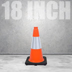 Fluorescent Orange/Green PVC Traffic Cones, Heavy Black Base Parking Lot Cone Structurally Stable Weatherproof Road Construction Safety Cones (4, Orange, 18" Medium)