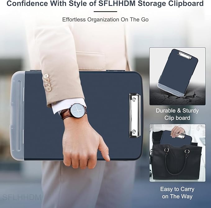 SFLHHDM Storage Clipboard with Pen Holder, High Capacity Clipboards for Classroom, Clip Boards 8.5x11 with Storage, Low-Profile Clip, Lightweight Plastic Clipboard for Kids, Lawers, Office Workers