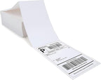 Fanfold [4 x 6 inch] x [500 Labels] Thermal Stack Direct White Strong Adhesive Perforated Postage Shipping Printer Compatible with Zebra SNBC Epson Rollo (500 Labels, Fanfold)