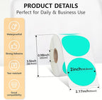 2 inch Dot Stickers Labels Circle Garage Sale Sticker 750Pcs Round Thermal Printer Stickers Printable Writable Price Labels for Yard Sale, Watercolor Green