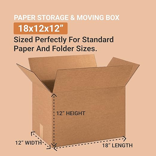 Aviditi 18 x 12 x 12 Corrugated Cardboard Boxes, Medium 18"L x 12"W x 12"H, Pack of 25 | Shipping, Packaging, Moving, Storage Box for Home or Business, Strong Wholesale Bulk Boxes