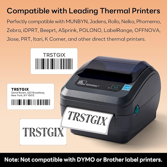2.25" x 1.25" Direct Thermal Labels, Strong Adhesive Barcode & Address Stickers Compatible with Zebra, Rollo, Munbyn & Most Desktop Thermal Printers (12 Rolls / 12000 Labels), TRSTGIX