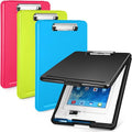 4 Pieces Clipboard with Storage Plastic Storage Clipboard Nursing Foldable Clip Board with Low Profile Clip for Student Teacher Nurse Employee, 9. 5 x 13. 5 Inch (Black, Blue, Green, Rose Red)