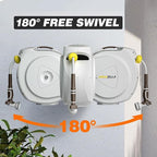 Retractable Garden Hose Reel, 1/2 in 120+6 ft, Heavy Duty Wall Mounted Water Hose Reel, Spring Power Automatic Rewind, Any Length Lock, 180° Swivel Bracket, 10 Pattern Spray Nozzle