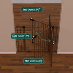 Mom's Choice Award Winner-BABELIO 26-40" Metal Baby Gate with Black Wood Pattern, PressGuard C5 Easy Install Pressure Mounted Dog Gate for Stairs and Doorways, with Wall Protectors and Extension Kits