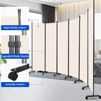 Room Divider 6FT Room Partition with Lockable Wheels, (Thicked Metal Base) Room Dividers, Freestanding Indoor Folding Privacy Screens, Portable Fabric Wall Divider for (Beige, 132"- 6 Panel)