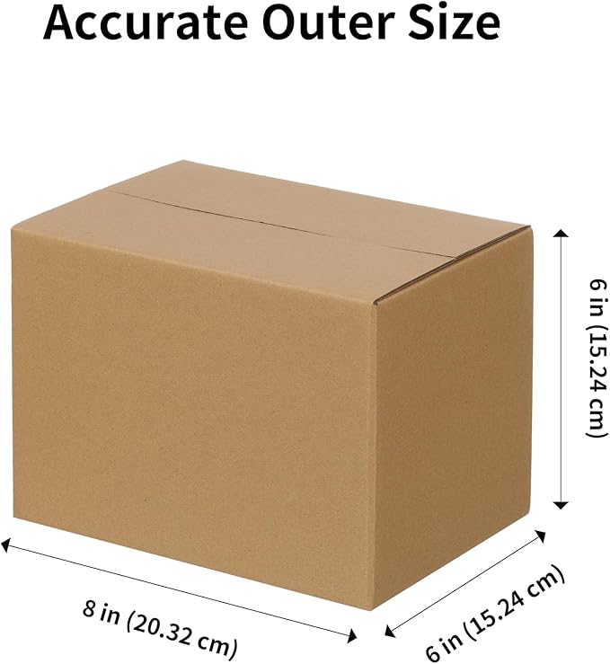 FARRAY 100 Pack 8x6x6 inches Shipping Boxes, Study Corrugated Small Cardboard Boxes for Mailing Packing, Brown