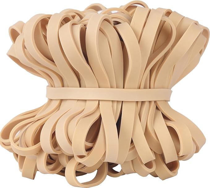 Rubber Bands Size #64, Elastic Band Beige 0.5bl about 110Pcs Wide Rubber Band For Office Home Supplies(3 1/2" x 1/16")