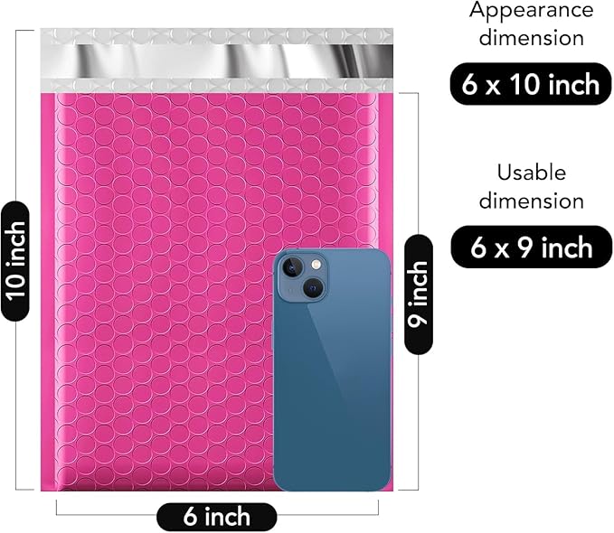 Fuxury Bubble Mailers 6x10" Pink Padded Envelopes 1000Pack Strong Adhesion Thick Padded Mailers for Small Business Mailing Small Items,Jewelry,Makeup