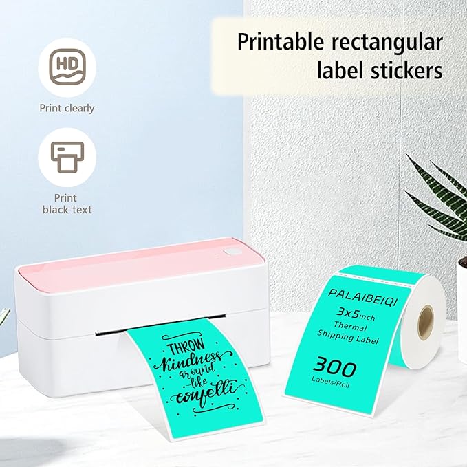 3x5 Inch Thermal Label Stickers,300Pcs Waterproof Rectangle Labels for Storage Bins,Moving Boxes,Address & Inventory Organization,Small Business Labeling,Watercolor Green