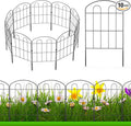 Decorative Garden Fence Outdoor 24in x 10ft Coated Metal RustProof Landscape Wrought Iron Wire Border Folding Patio Fences Flower Bed Fencing Animal Barrier Section Panels Decor