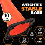 Xpose Safety 36 Inch Orange Traffic Cones, 4-Pack - Multipurpose PVC Plastic Safety Cone for Parking, Soccer, Caution, Kids and Construction - DOT Approved