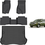 Hutisya-Floor Mats & Cargo Liner Set Fit for Jeep Grand Cherokee 2005-2010 All Weather Protection Anti-Slip & Durable TPE Full Set Liners Automotive Accessories-Black