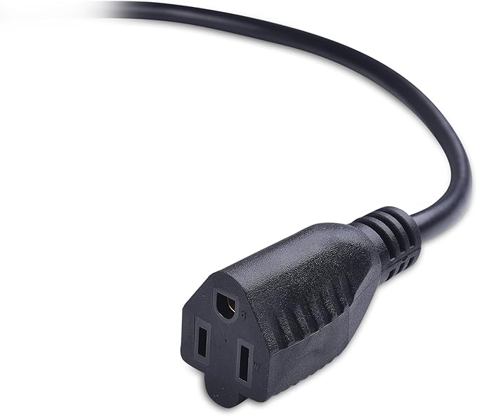 Cable Matters 2-Pack Low Profile Flat Plug Short Extension Cord (Power Extension Cable) 1 Foot (NEMA 5-15P to NEMA 5-15R)