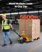 VEVOR Pallet Jack, 5500 lbs Load Capacity, Manual Pallet Truck with 48L x 27W Inch Forks for Material Handling, 3.35-7.1 Inch Fork Lift Height Range, Suitable for Warehouse, Supermarket, Manufacturing