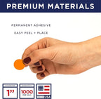 Fluorescent Orange 1-Inch Circle Dot Stickers – 1,000 Round Strong Adhesive Labels per Roll, Colored Stickers for Garage Sale Price Tags, Classroom, Inventory, Office & Yard Sale Supplies, Made in USA