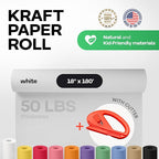White Kraft Paper Roll 18" x 2160" (180 feet) with Cutter - USA-Made Wrapping Paper for Packing, Moving, Shipping & Crafts/Arts - 100% Recyclable Natural Craft Material by IDL Packaging