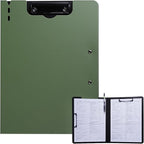 Clipboard Folder, A4 Foldable Clipboard with Horizontal and Vertical Double Metal Clips, 360 Degree Foldable Binder Clipboards with Pen Holder, File Cover Work Folder Clipboards, Green