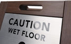 Premium Outdoor Composite Caution Wet Floor Sign – Bilingual w/Non-Skid Plastic Feet, Black Plate – For Hotels, Schools, Offices, Areas, Restrooms, Pool Decks & Shops, Brown