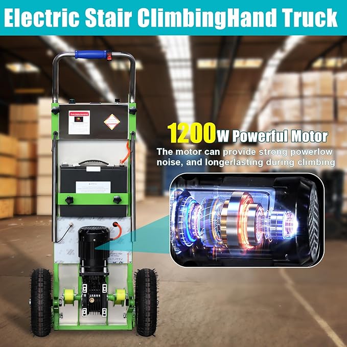 Electric Stair Climbing Hand Trucks Dolly Cart for Moving, 880lb Capacity Heavy Duty, with Folding Handle & Solid Wheel & Brakes