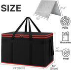 Cooler Insulated Food Delivery Bag & Drink Carrier with Hard Bottom, XXX-Large Pizza Bags for Doordash/Uber Eats, Grocery Catering Travel Thermal Frozen Carrier, Cold Warmer Accessories for Door Dash