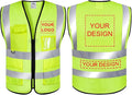 BeautyWill Custom Logo Mesh Safety Vest Class2 High Visibility Reflective Vest with 5 Pockets Construction Security Work Vest ANSI/ISEA Standards（Yellow，3XL ）