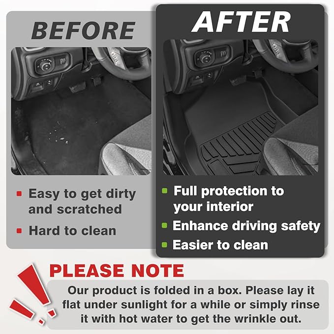 TripleAliners Floor Mats All Weather Liner Compatible with 2019-2026 RAM 1500 Crew Cab Accessories 1st & 2nd Row Floor Liners TPE Heavy Duty Custom Fit Car Mats (Not for Classic)