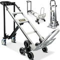 3 in 1 Industrial Convertible Hand Truck, Folding 1000 LBS Capacity Heavy Duty Platform Cart, Utility Aluminum Collapsible Moving Dolly with Stair Climbing Wheels, 3 Positions for Transport