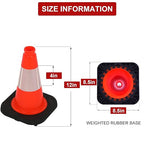 OrangeStar 8 Pack 12" Orange Traffic Safety Cones, PVC Parking Construction Cones w/Reflective Collar, Heavy Duty Base for Driving Practice, Parking Lots and Roadwork