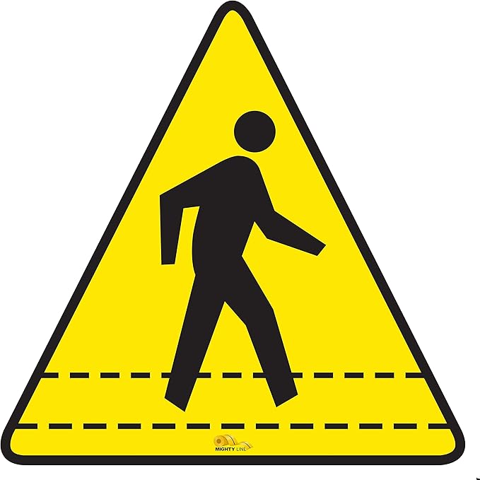 Mighty Line Pedestrian Traffic Crossing Walkway Floor Sign for Safety, Caution, Warning, Heavy-Duty, Peel and Stick, Adhesive, Industrial Quality, 24"
