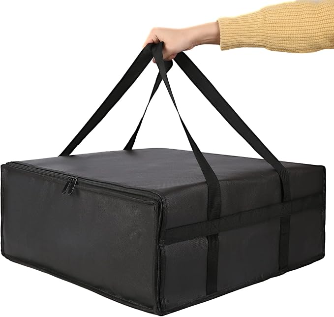 musbus Pizza Carrier Insulated Bags Large for Deliveries, Insulated Pizza Carrier Delivery Bag 20x20 Food Bag for Personal and Professional Use (Black)