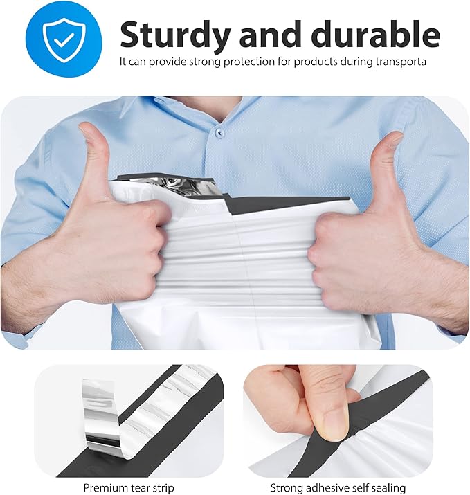Fuxury Poly Mailers 12x15.5" 500Pcs Bulk White Shipping Bags for Clothing, Strong Adhesive Sealing Shipping Envelopes, Tear-resistant Postal Mailing Poly Bags for Books,Accessories,Business