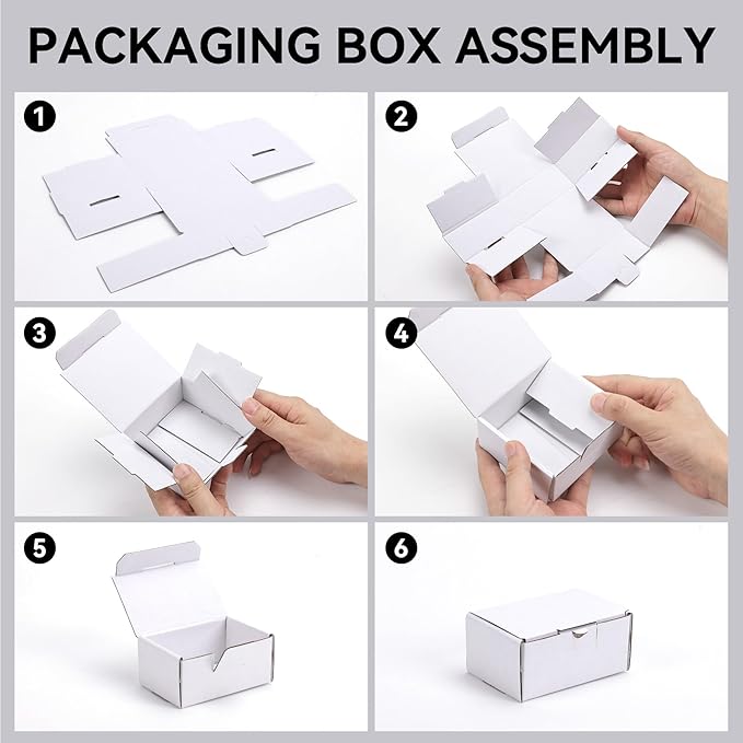 Small Shipping Boxes 3.5x3.3x1.6 Inches, 25-Pack White Corrugated Cardboard Gift Boxes for Mailing, Packaging & Storage