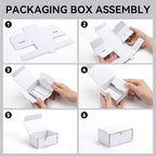 Small Shipping Boxes 3.5x3.3x1.6 Inches, 50-Pack White Corrugated Cardboard Gift Boxes for Mailing, Packaging & Storage