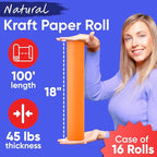 18" x 1200" (100 ft) Orange Kraft Paper (Case of 16 Rolls), 45 lbs Thickness, Made in USA Kraft Paper for School, Art Colored Paper, Gift Wrapping Paper, Packing Paper for Moving