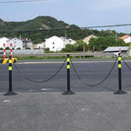 6 Pack Traffic Delineator Post Cones with Plastic Chain Crowd Control Barriers - Expandable 40" Traffic Control Cones, 6 x 6.6 Ft Chains for Indoor & Outdoor Use (Black-Rubber Base)