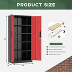 Greenvelly Metal Storage Cabinet,72" Locking Metal Garage Storage Cabinet with Doors and 4 Adjustable Shelves, Lockable Steel Cabinet for Home Office, Garage, Shop, School (Red 32" W x 16" D)