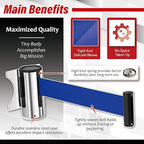 DuraSteel Wall Mount Crowd Control Retractable Belt Barrier - 9.2 Ft Blue Retractables Barrier Belt w/Stainless Steel Casing - Do Not Enter Crowd Control Barriers NOT Stanchions with Retractable Belts