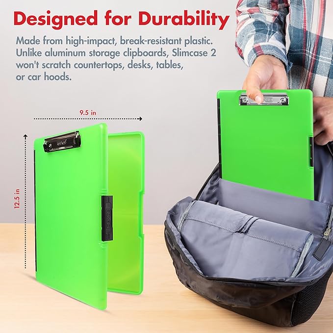 Dexas Slimcase 2 Plastic Clipboard with Storage and Side Opening