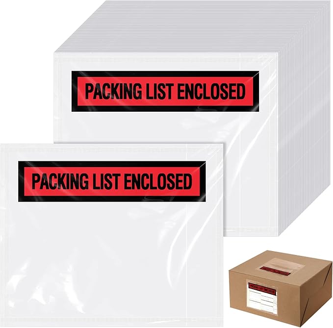 1000 Pcs Packing Slip Envelope Pouches Clear Self Adhesive Shipping Label Sleeves Waterproof Packing List Envelopes Pockets Top Loading Shipping Pouches Enclosed Bags (Red,4.5"x 5.5")