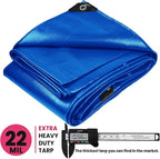 PROTARP Extreme Heavy Duty 22 Mil Tarp Cover, Waterproof, UV Resistant, Rip and Tear Proof, Poly Tarpaulin with Reinforced Edges for Roof, Camping, Patio, Pool, Boat. (Blue 40′ X 50′)