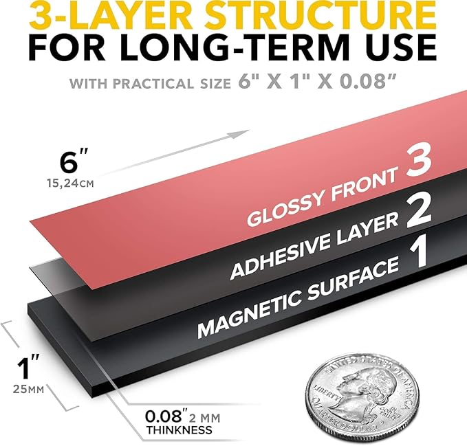 X-bet MAGNET Magnetic Strips with Adhesive Backing - Magnetic Tape for Crafts - Tool and Knife Magnet Strips for Kitchen, Garage and Garden - Adhesive Magnetic Tool Holder Strip for Wall