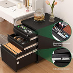 3 Drawer Black File Cabinet with Lock,25.6" H Small Filing Cabinet for Under Desk,Metal Mobile File Cabinet for Home Office Organizer Letters/Legal/A4(Assembly Required)