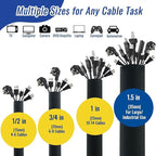 3/4" - 6.6FT Hook and Loop Cable Sleeve, Dog Cat Cord Protector Waterproof Split Sleeving for USB Computer Office Automotive Audio Cables - Protects Cables from Pets Chewing - Black