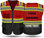 Safety Vest Reflective High Visibility with 5 Pockets ＆Zipper Class 2 Adult Unisex Construction Security Workwear