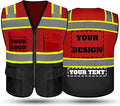 Safety Vest Reflective High Visibility with 5 Pockets ＆Zipper Class 2 Adult Unisex Construction Security Workwear