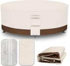 Heavy Duty Patio Furniture Covers Waterproof, 600D Round Outdoor Furniture Cover Waterproof for Sectional Sofa Couch, Outdoor Dining Table and Chair Set Covers 84"DIA x 28"H, Beige Brown