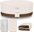 Heavy Duty Patio Furniture Covers Waterproof, 600D Round Outdoor Furniture Cover Waterproof for Sectional Sofa Couch, Outdoor Dining Table and Chair Set Covers 96"DIA x 28"H, Beige Brown